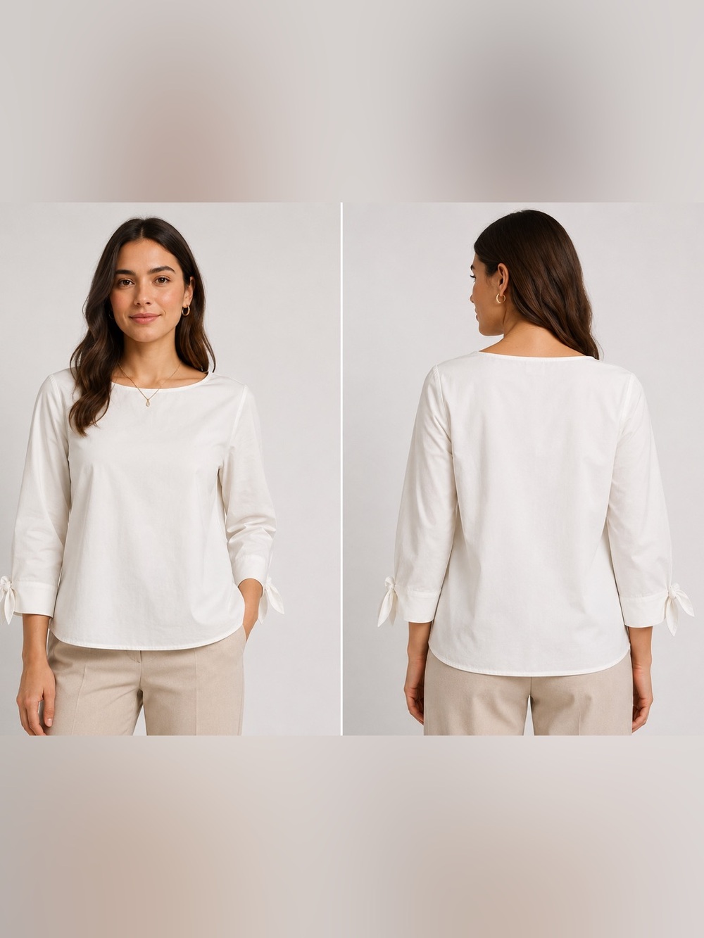 Talbots White Boatneck Tie-Sleeve Blouse Size Petite XL NWT